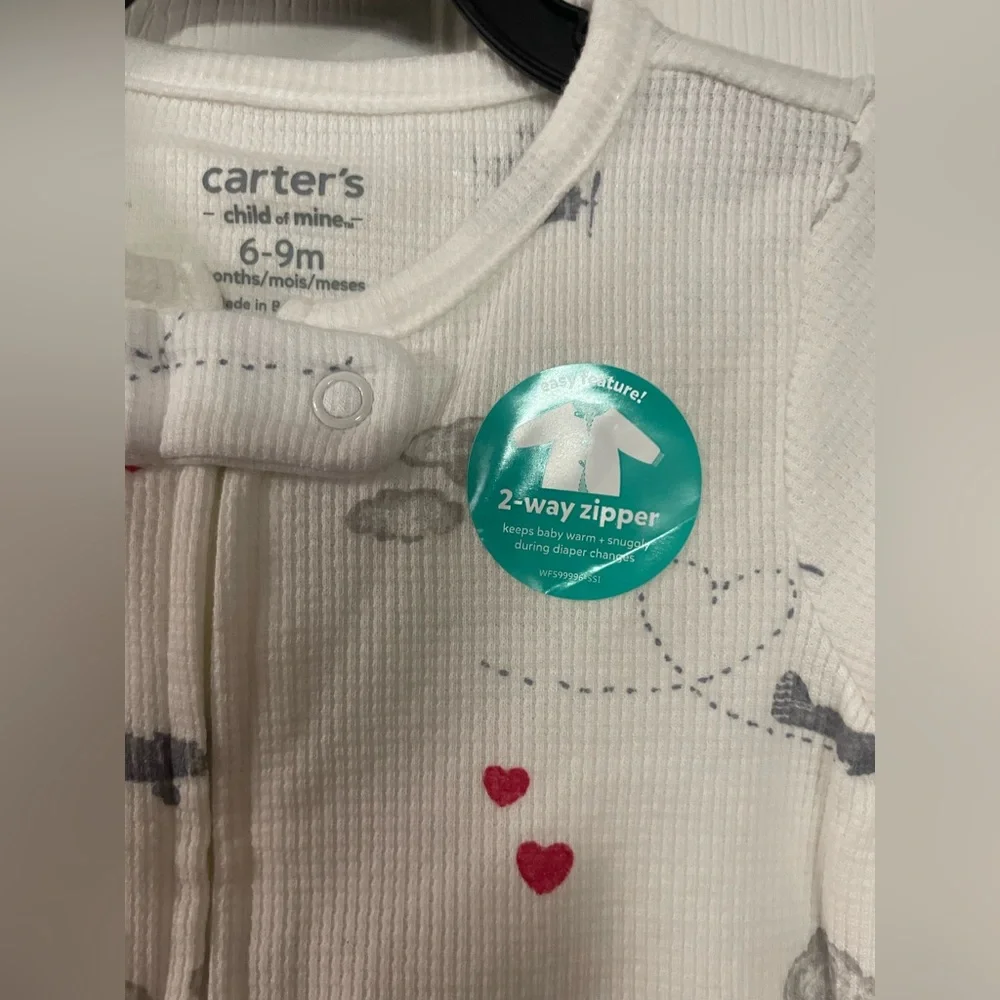 🔴 3/$12 Carter's White Footie with Gray and Red‎ Accents! NWT!